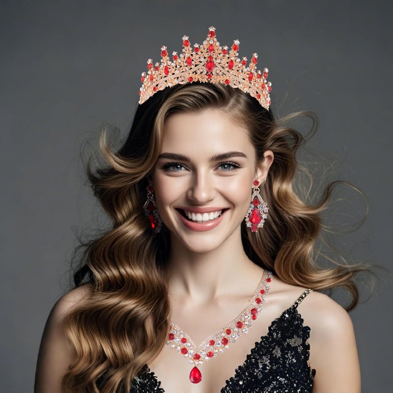 Kamirola Tiaras and Crowns for Women,Tiaras Earrings Necklace, Crystal Bridal Jewelry Set, Costume Party Halloween Prom Pageant Jewelry for Women (TR28) - Image 4